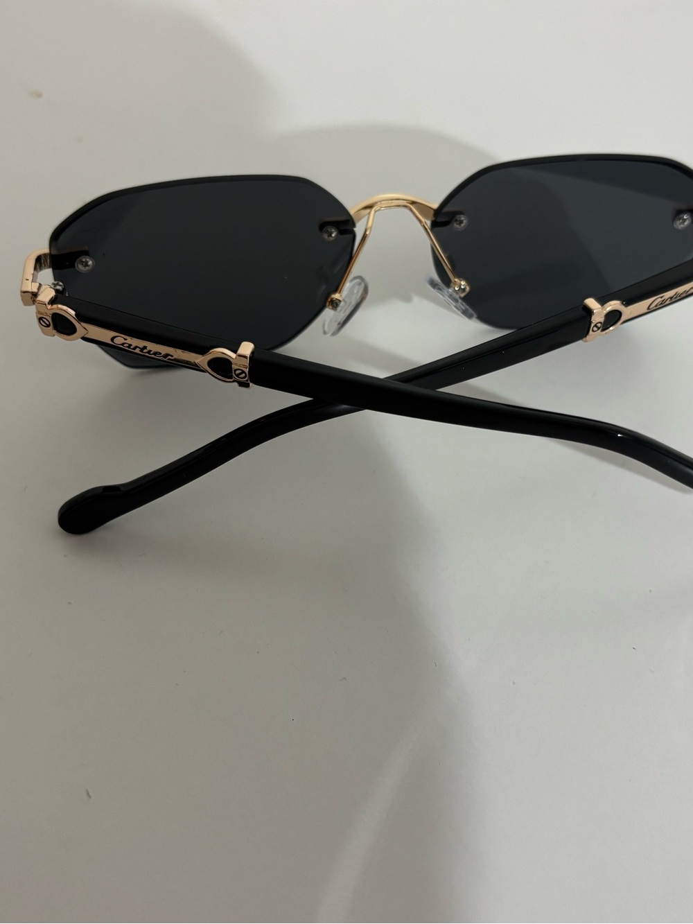 Cartier Black Lenses with Gold Frame Rimless Sunglasses